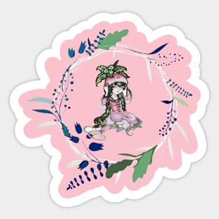 Radsh girl in plant cirkul Sticker